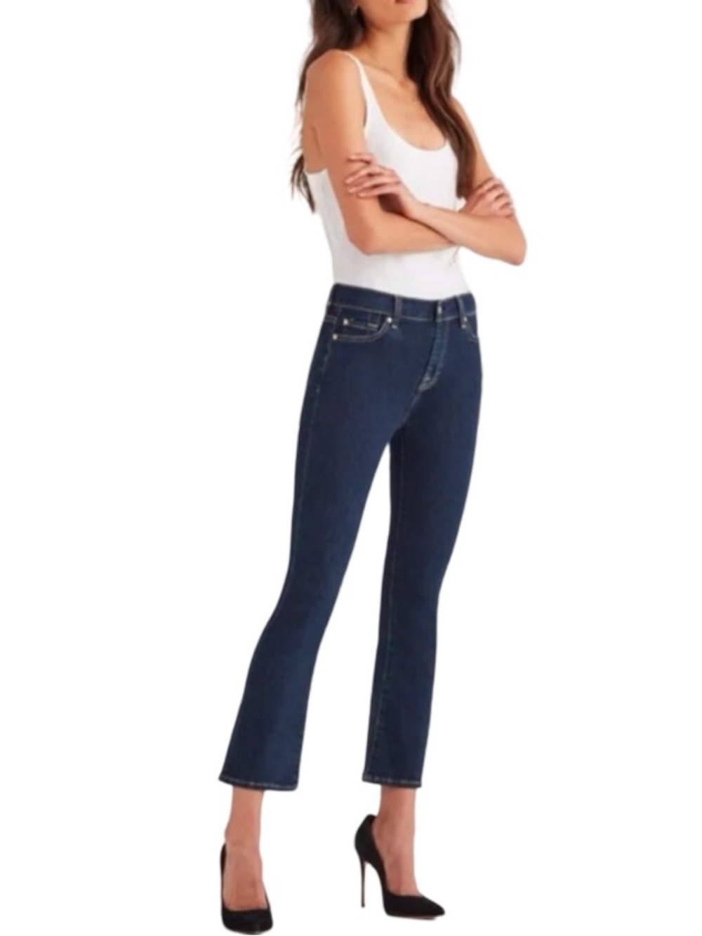 7 For All Mankind | High Waist Slim Kick Cropped Flare Jeans